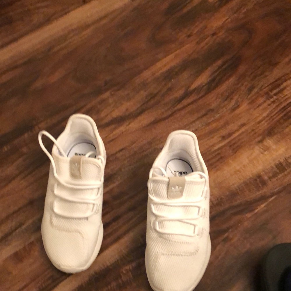 All white adidas size 12.5 kids